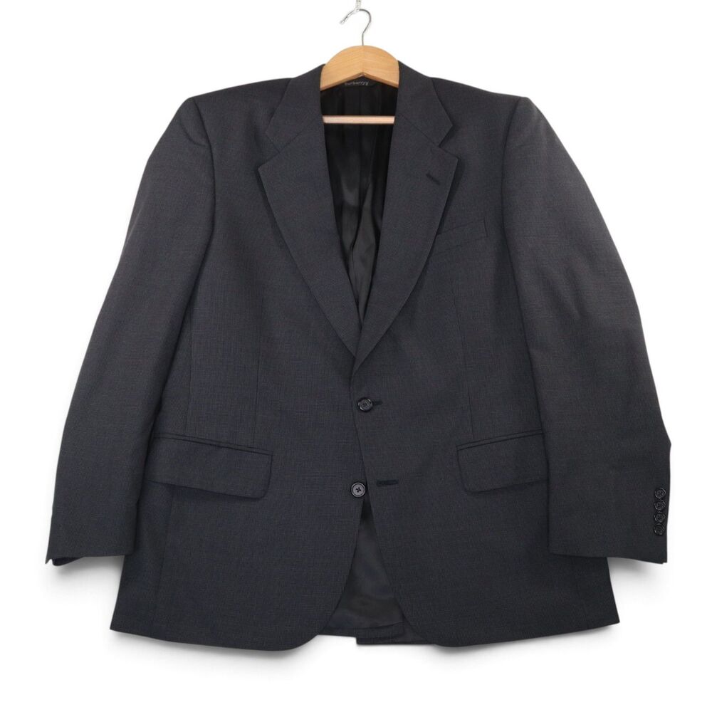 Vintage Burberry's Men's 42 100% Pure Wool Gray 2-Button Blazer Jacket
